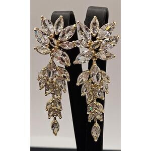 Dangle Drop Dangling CZ Marquise Cubic Zirconia AAAAA 18K Gold Plated Rhinestone